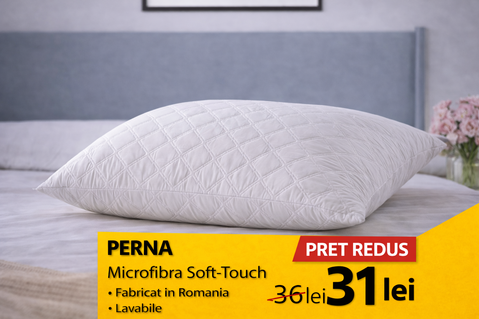 Perna hoteliera matlasata PH alba 50x70 cm Perna hoteliera matlasata PH alba 50x70 cm