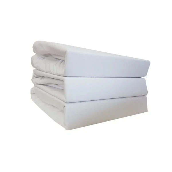 Set 3 Cearceafuri de pat cu elastic 3CP180, 100% Bumbac, Alb, 180x200x24cm