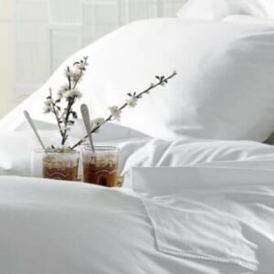 Lenjerie hoteliera single Ranforce DR06 100% bumbac alb perlat