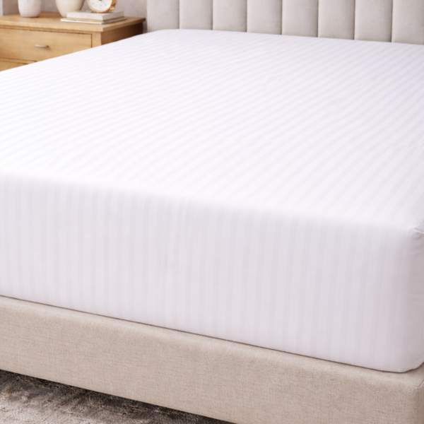 Cearceaf pat cu elastic 90x200cm Damasc Bumbac dunga 1 cm