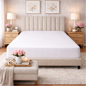 Cearceaf pat cu elastic 90x200cm Damasc Bumbac dunga 1 cm