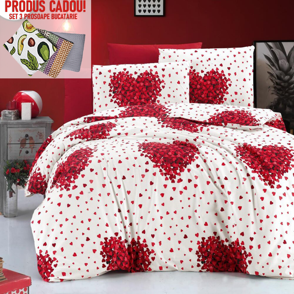 Lenjerie King Size Ranforce Bumbac RNFN19 + PRODUS CADOU! Lenjerie King Size Ranforce Bumbac RNFN19 + PRODUS CADOU!