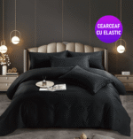 Lenjerie king size Damasc Finet 6 piese Negru