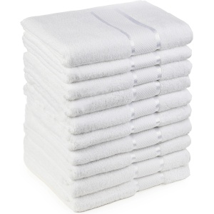 Set 12 Prosoape ieftine 70x130cm bumbac pakistanez 400 g/mp Alb Optic