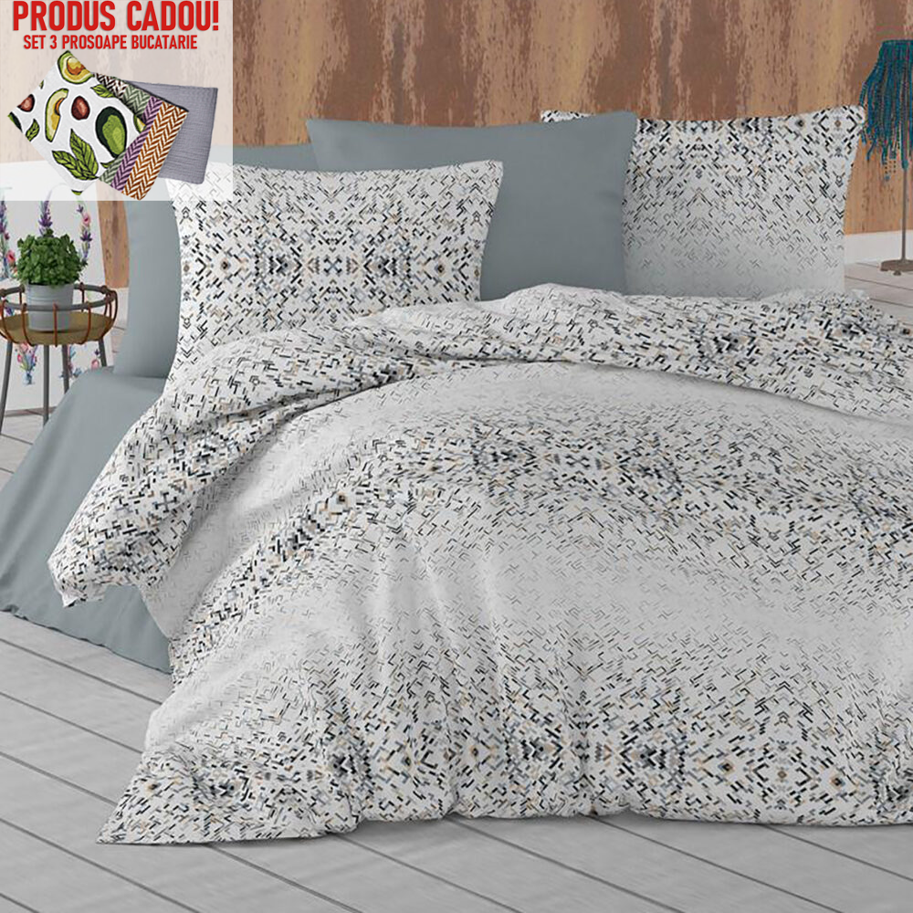 Lenjerie King Size Ranforce Bumbac RNFN156 + PRODUS CADOU! Lenjerie King Size Ranforce Bumbac RNFN156 + PRODUS CADOU!