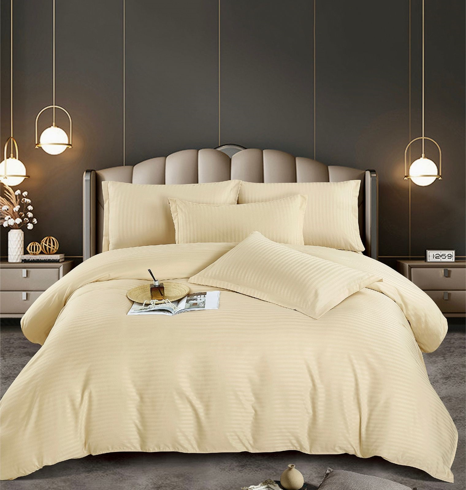 IMG-20230530-WA0029 Lenjerie single (o persoana) Damasc Finet 4 piese Crem - imagine 1