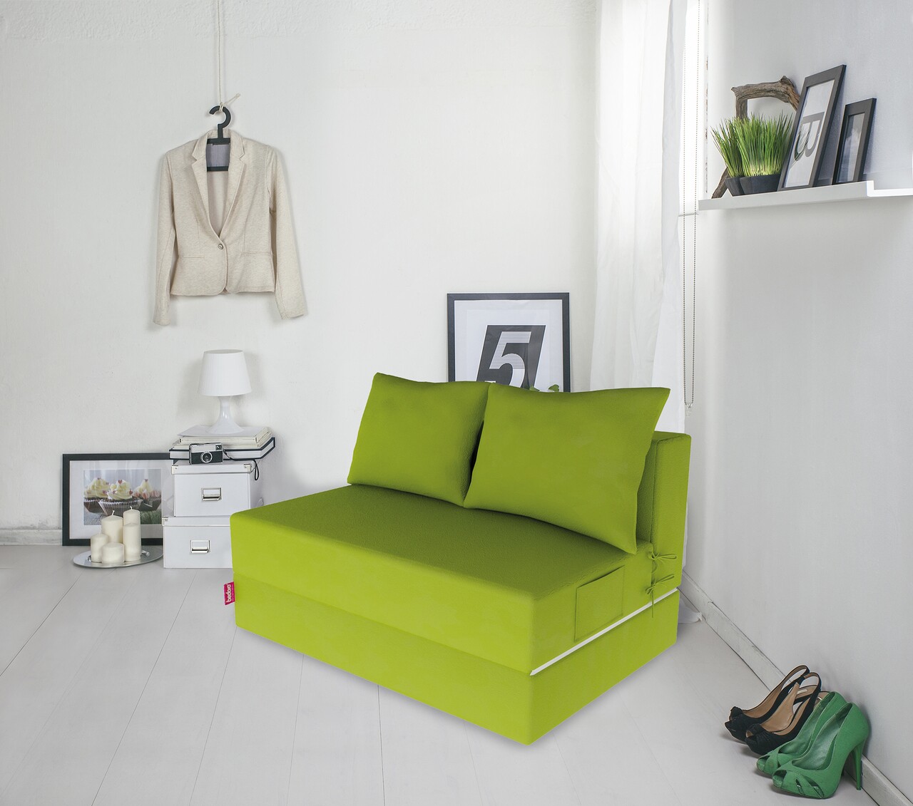 l-canapea-extensibila-urban-living-136x80x40-cm-verde Canapea extensibila Urban Living, 136x80x40 cm, Verde - imagine 1