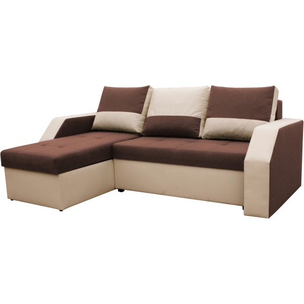 Coltar extensibil Madrid, 226x145x79 cm, 2 lazi depozitare, Reversibil, Maro/Bej - imagine 5