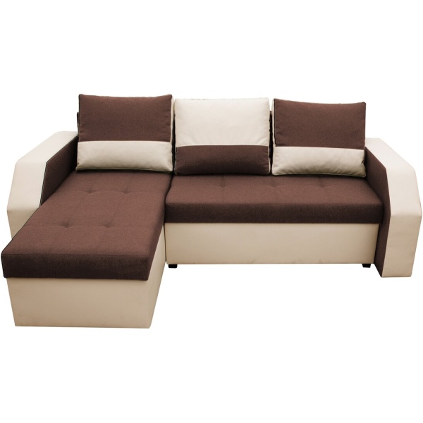 Coltar extensibil Madrid, 226x145x79 cm, 2 lazi depozitare, Reversibil, Maro/Bej - imagine 7