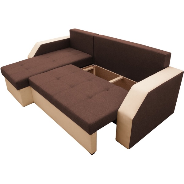 Coltar extensibil Madrid, 226x145x79 cm, 2 lazi depozitare, Reversibil, Maro/Bej - imagine 9