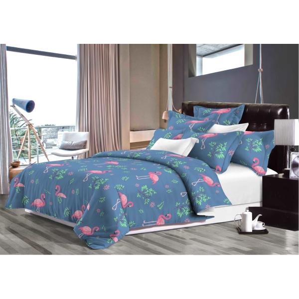 Set Alcam 2 perne microfibra 50x70 cm si pilota matlasata 180x200 cm, Pink Flamingo - imagine 4