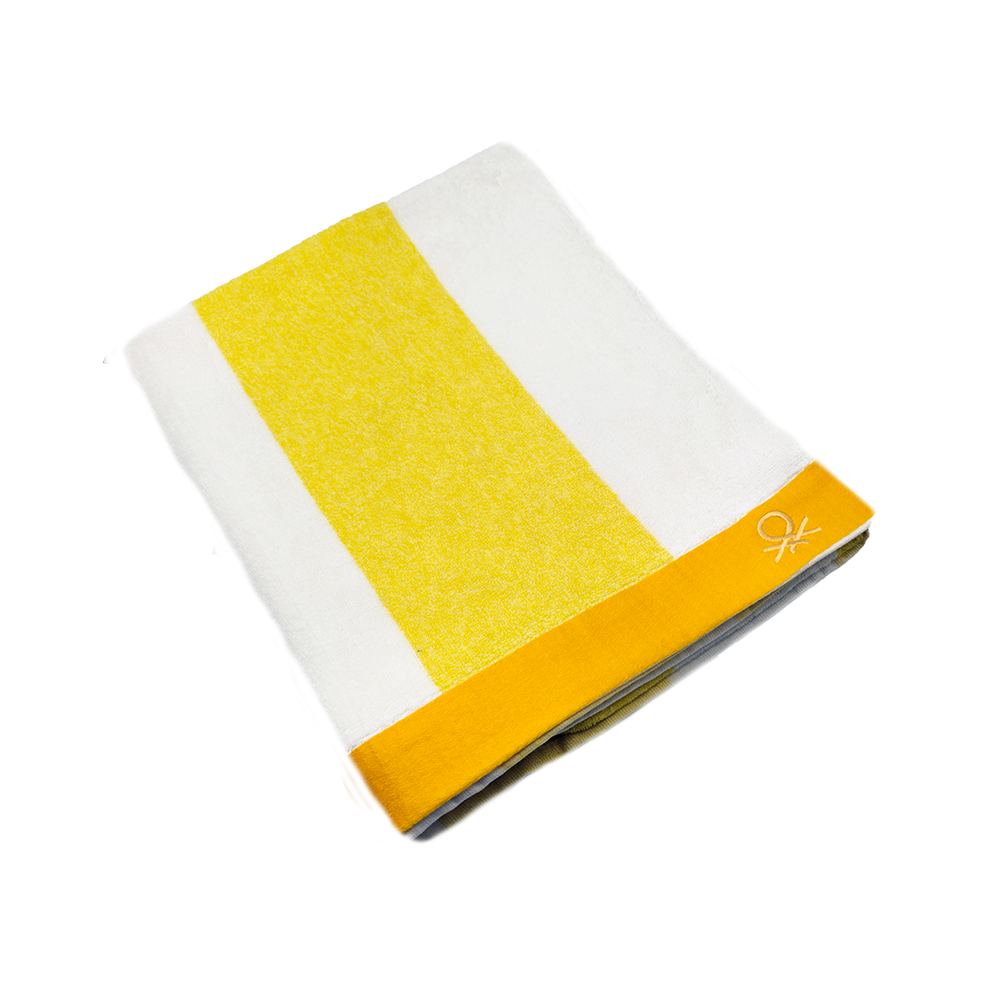 alb-galben United Colors of Benetton Prosop Plaja 90x160 cm 100% Bumbac Alb, Galben