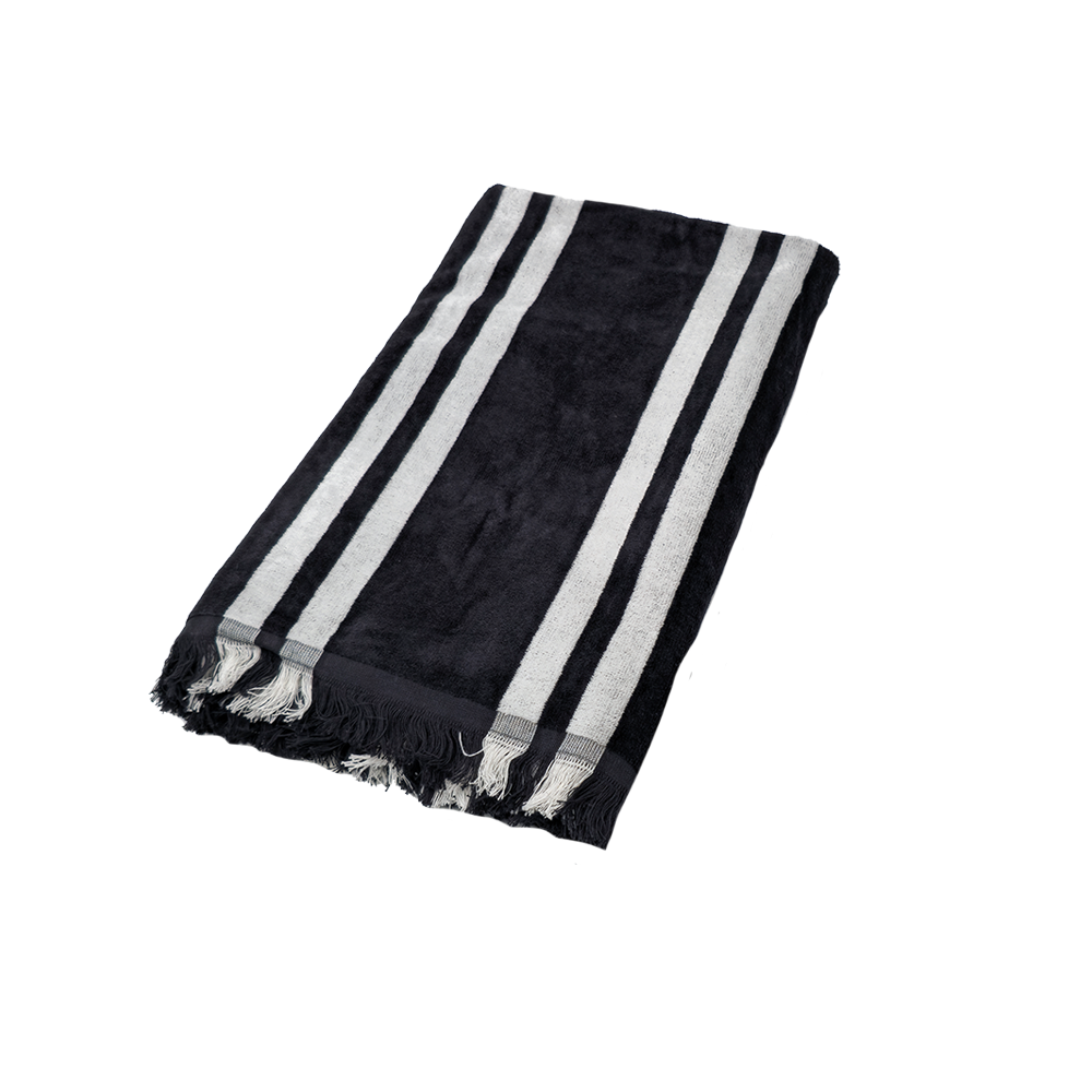negru-alb Prosop plaja 80x170 cm 100% bumbac Negru, Alb - imagine 1