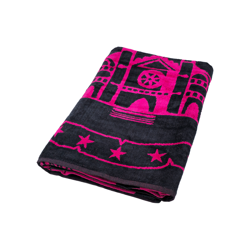 roz-negru-1 Prosop plaja 95x170 cm 100% bumbac Roz, Negru - imagine 1