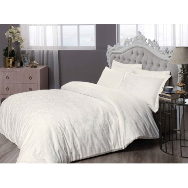Lenjerie King Size Jacquard 6 piese TAC Brinley Alb - imagine 3