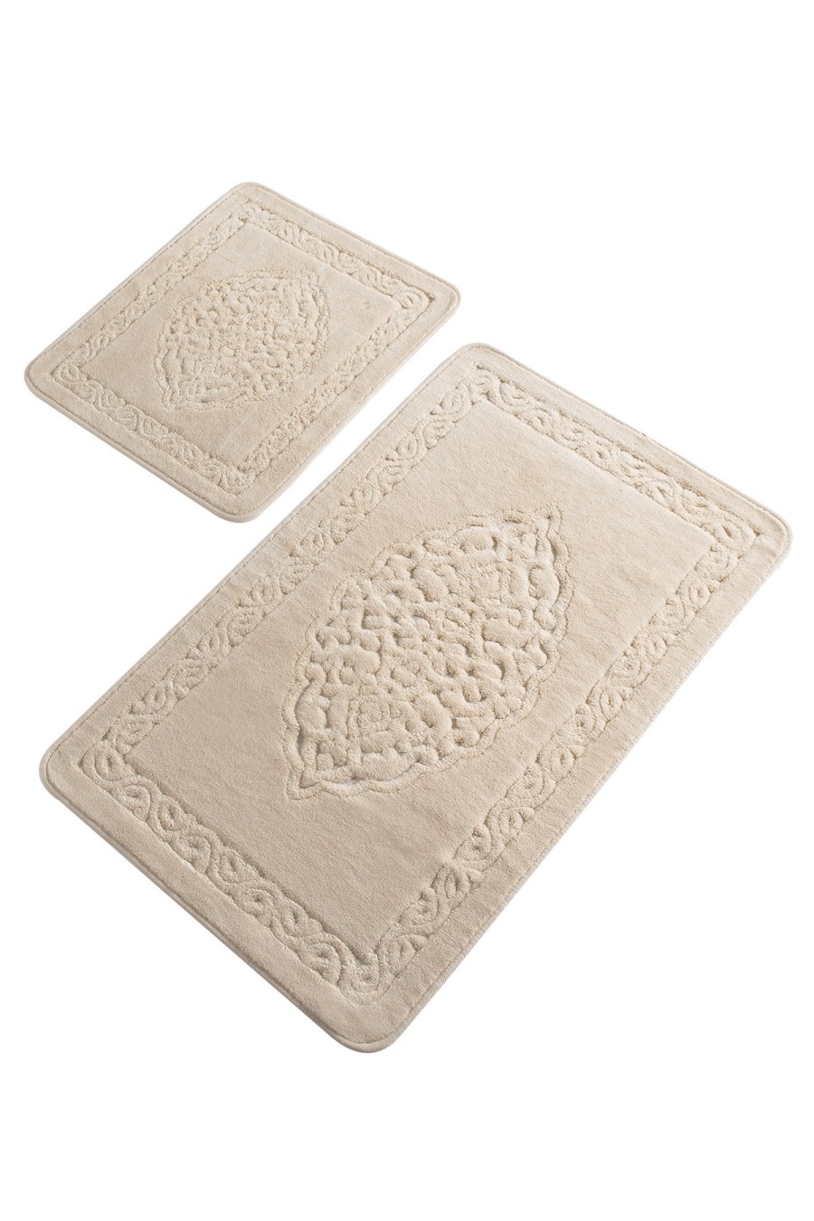 Set 2 Covorase de Baie bumbac 100% Arabesc Tropik Bej Set 2 Covorase de Baie bumbac 100% Arabesc Tropik Bej