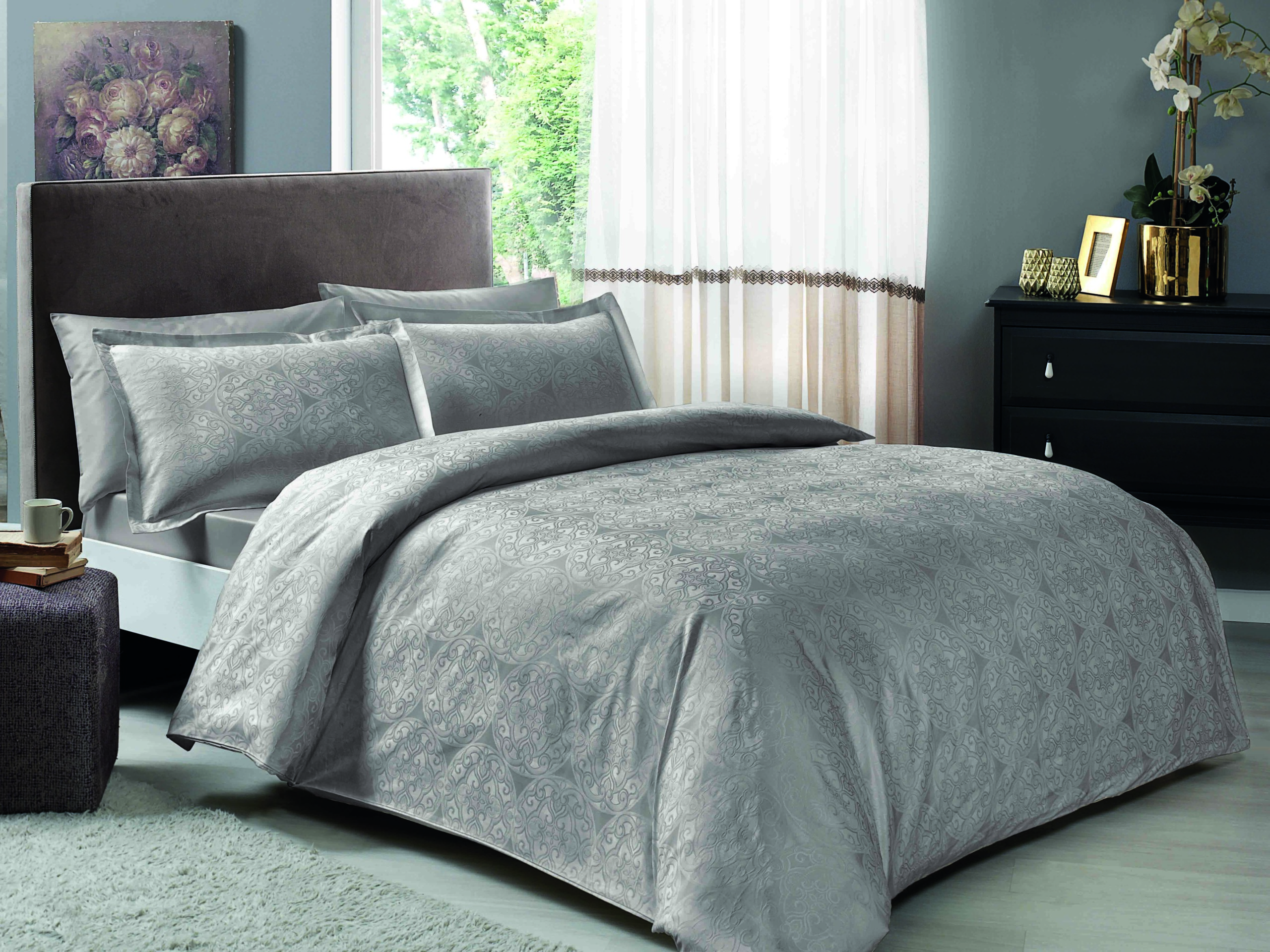 Lenjerie TAC King Size Jacquard Nodus Antracit Lenjerie TAC King Size Jacquard Nodus Antracit