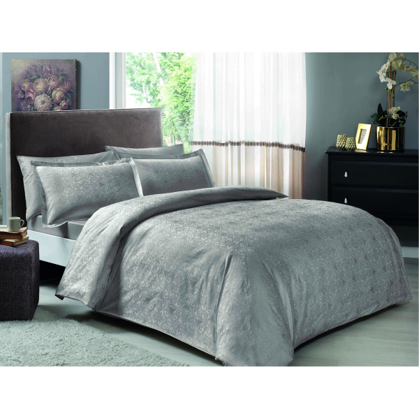 Lenjerie TAC King Size Jacquard Nodus Antracit - imagine 3