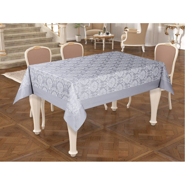 Față de masă 140x200 cm Jaquard Damasc cu imprimeu tesut Ecru - imagine 4