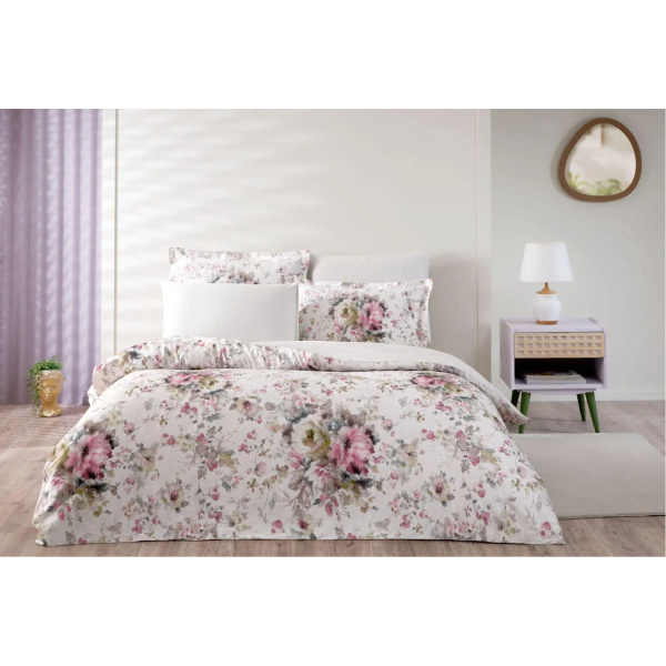 Lenjerie TAC King size 6 piese bumbac dublu satinat Digital Clarette
