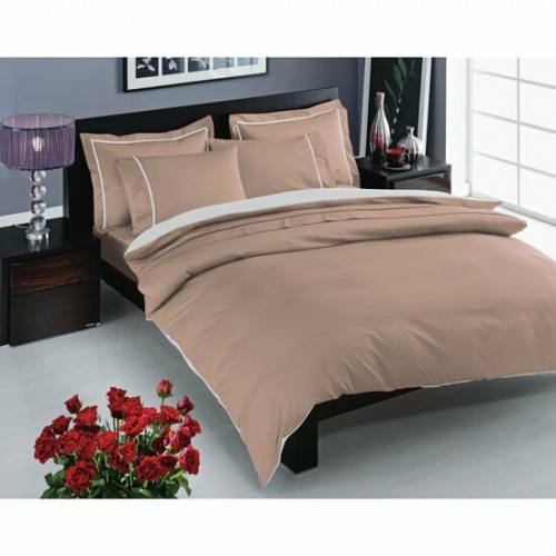 Lenjerie TAC King Size 6 piese bumbac dublu satinat Deluxe Prestige Cappucino Lenjerie TAC King Size 6 piese bumbac dublu satinat Deluxe Prestige Cappucino