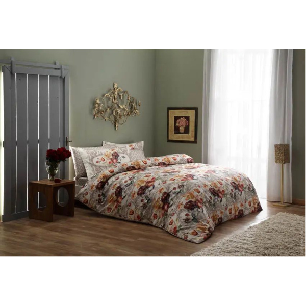 Lenjerie TAC King size 6 piese bumbac dublu satinat Digital Sharon