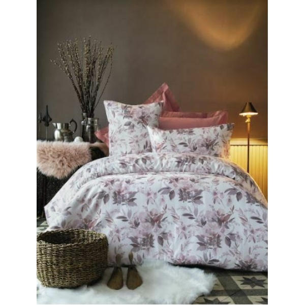 Lenjerie king size 6 piese Issimo Deluxe 100% bumbac satinat Nina