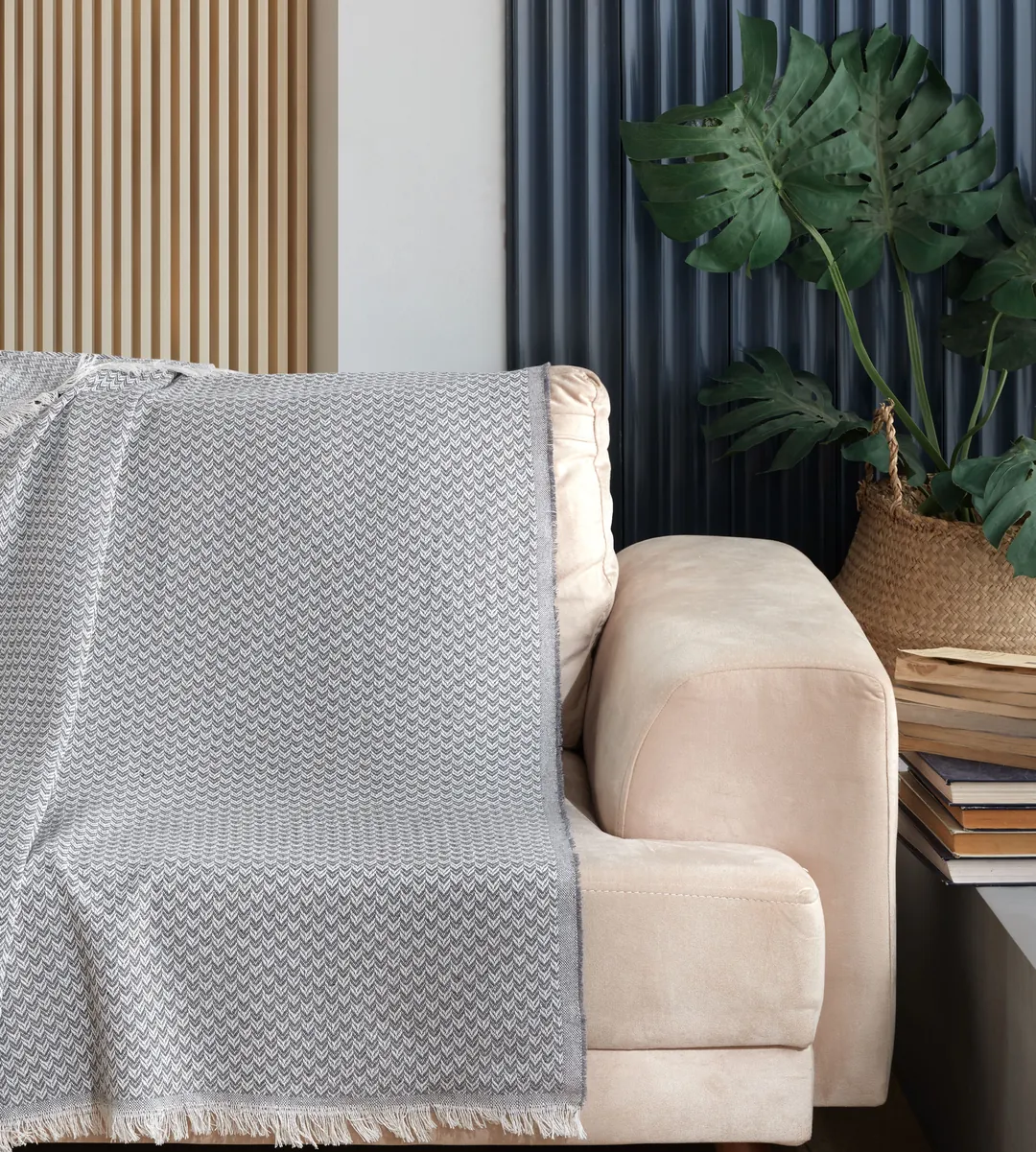 Pled bumbac de canapea 170x210 cm bleu v2 Pled bumbac de canapea 170x210 cm bleu v2
