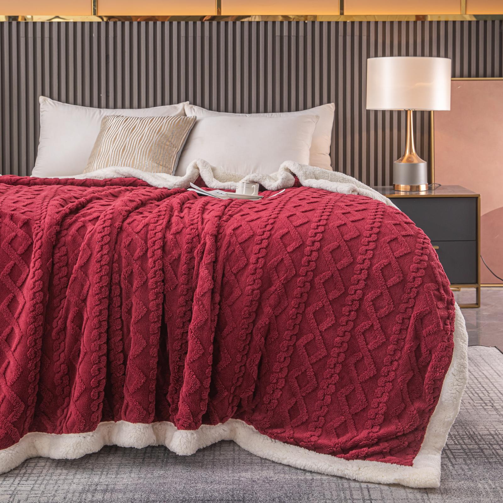 1 Patura Cocolino cu blanita 200×230 cm Tricotaj JPCT-Rosu - imagine 1