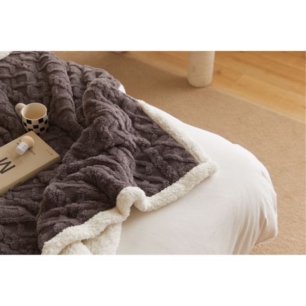 Patura Cocolino cu blanita 200×230 cm Tricotaj JPCT-Antracit - imagine 3