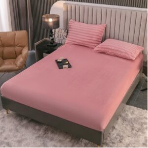 Lenjerie pat dublu cocolino pufoasa 4pcs Roz pudra - imagine 3