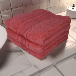 Set 3 Prosoape Pufoase de Lux 50×90cm, 100% Bumbac Pieptanat, Zero Twist, 600 g/mp-Coral
