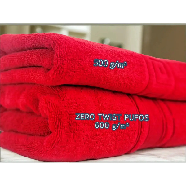 Prosop Pufos de Lux 70×130cm, 100% Bumbac Pieptanat, Zero Twist, 600 g/mp-Rosu