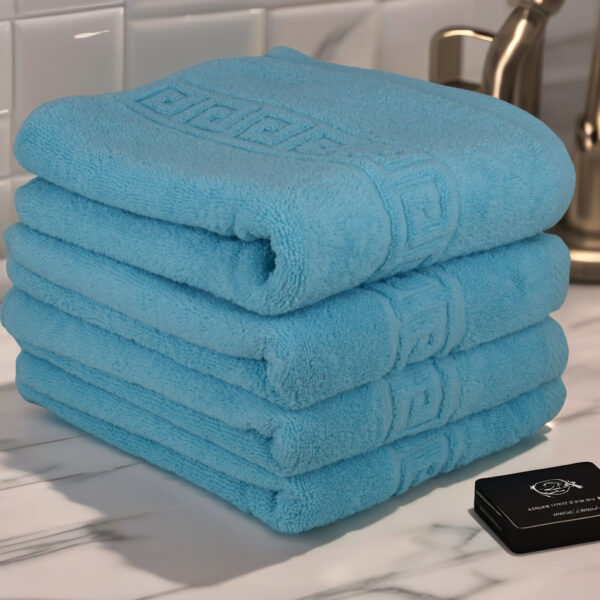 Set 4 Prosoape de Lux 50×90cm 100% Bumbac Pieptanat 650 g/mp-Sky Blue