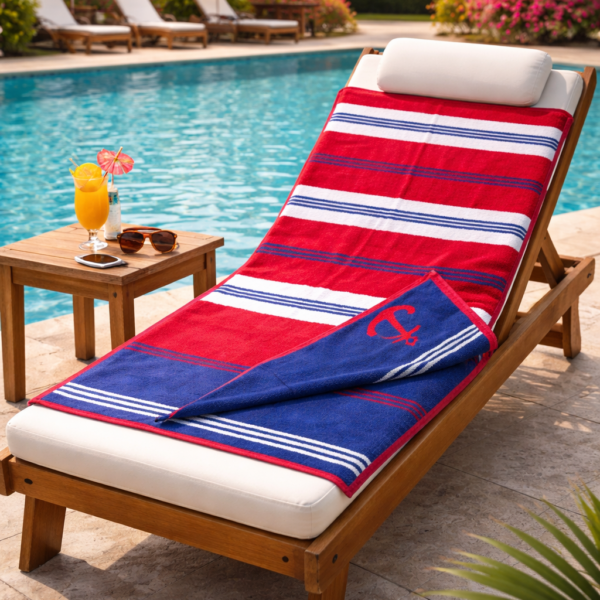 Prosop plaja 80×160 cm 100% bumbac Ancora Red - imagine 2