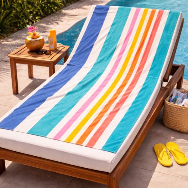 Prosop plaja 80×160 cm 100% bumbac Stripes White