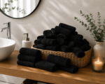 Prosop Bumbac 30×50cm Greek Border Negru 500 gr/mp