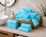 Prosop Bumbac 30×50cm Greek Border Sky Blue 500 gr/mp