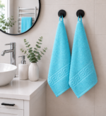 Prosop Bumbac 30×50cm Greek Border Sky Blue 500 gr/mp - imagine 2