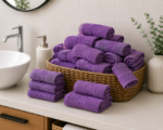 Prosop Bumbac 30×50cm Greek Border Purple 500 gr/mp