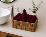 Set 10 Prosoape Bumbac Pieptanat, 30×50cm, 500gr/mp, Greek Border - Burgundy - imagine 2