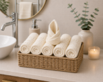 Set 10 Prosoape Bumbac Pieptanat, 30×50cm, 500gr/mp, Greek Border - Ivory