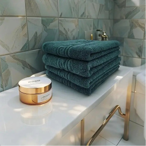 Set 4 Prosoape de Lux 50×90cm 100% Bumbac Pieptanat 650 g/mp-Verde Petrol