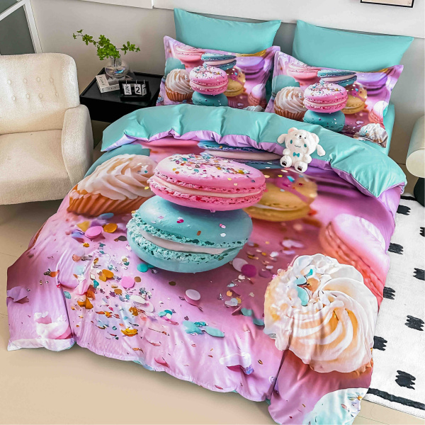 Lenjerie de Pat Crăciun – Imprimeu 5D, 6 Piese, Cearșaf cu Elastic, pentru Pat Dublu – XMSE-5D-26 - imagine 3