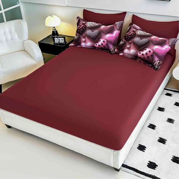Lenjerie de Pat Crăciun – Imprimeu 5D, 6 Piese, Cearșaf cu Elastic, pentru Pat Dublu – XMSE-5D-27 - imagine 3
