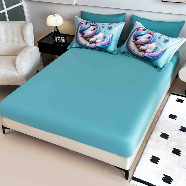 Lenjerie de Pat Crăciun – Imprimeu 5D, 6 Piese, Cearșaf cu Elastic, pentru Pat Dublu – XMSE-5D-22 - imagine 3