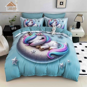 Lenjerie de Pat Finet – 4 piese, imprimare digitală 5D, pentru 1 persoană