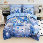 Lenjerie de Pat 6 Piese – Finet, Cearșaf cu Elastic, Imprimare Digitală 5D