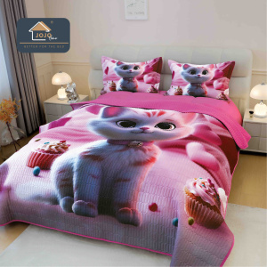 Set Cuvertură de Pat 5D + 2 Fețe de Pernă – 220×240cm-Pisica