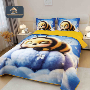 Set Cuvertură de Pat 5D + 2 Fețe de Pernă – 220×240cm-Albina